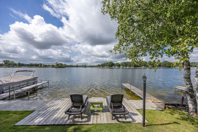 view of dock featuring a water view