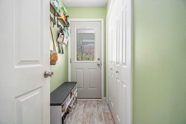 mudroom featuring light hardwood / wood-style flooring