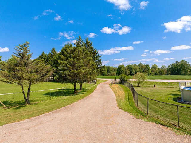 view of community with a rural view