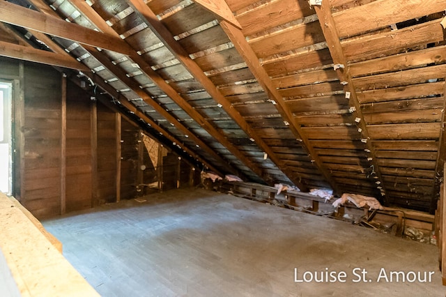 view of unfinished attic