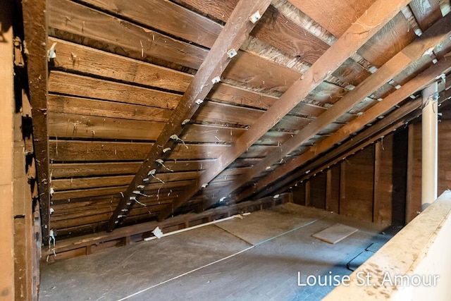 view of unfinished attic