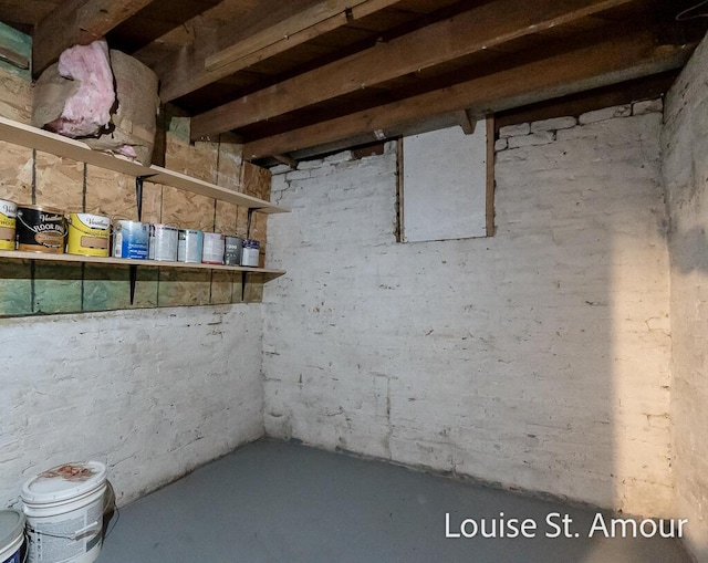 view of unfinished basement