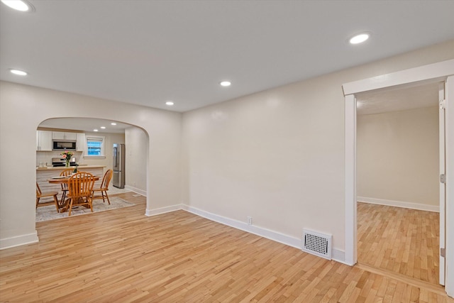 interior space with light hardwood / wood-style floors