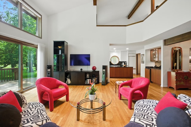 6710 Curtis Rd, Plymouth, MI 48170 - living area featuring high vaulted ceiling and light wood-style floors