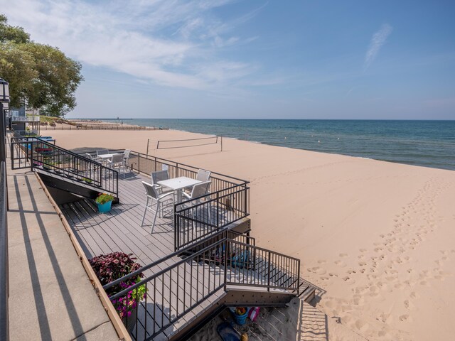 property view of water with a beach view