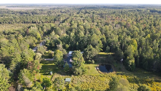 aerial view with a wooded view