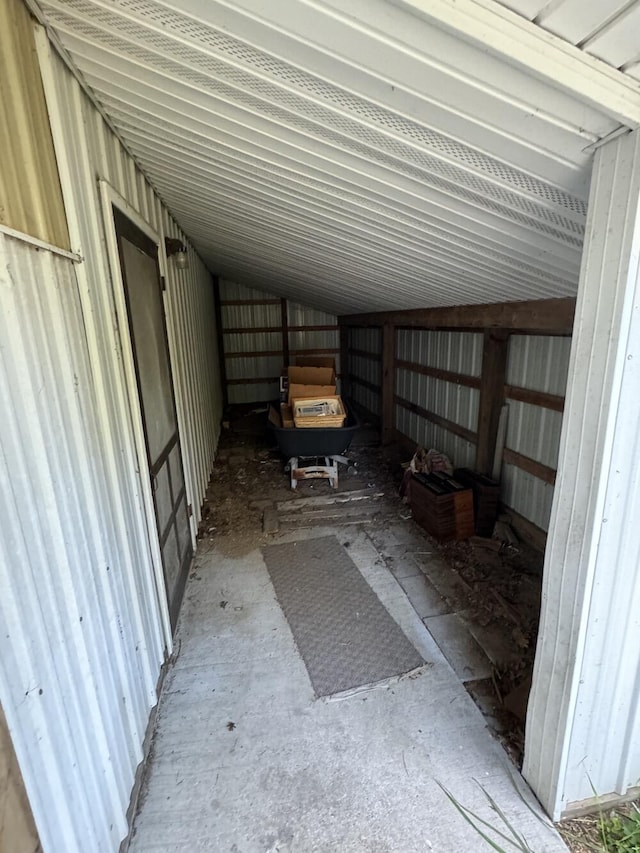 garage featuring metal wall