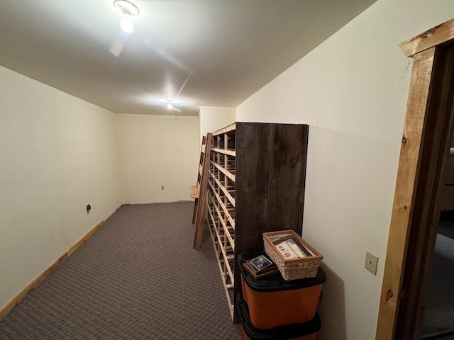 hallway with carpet floors