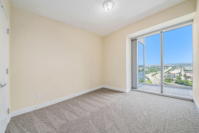 carpeted spare room featuring baseboards