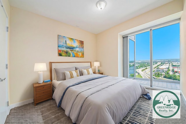 carpeted bedroom featuring baseboards