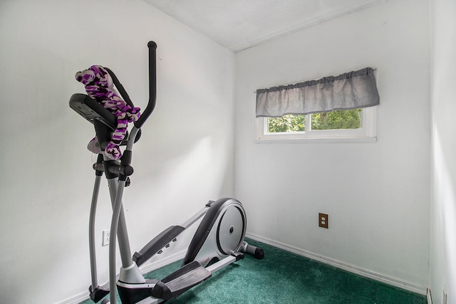 exercise room with carpet