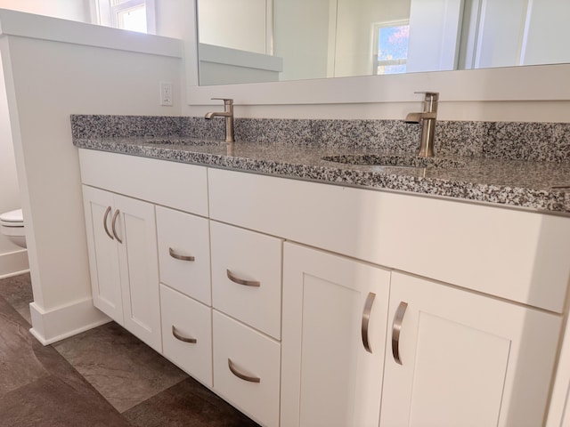 bathroom featuring double vanity, plenty of natural light, and a sink