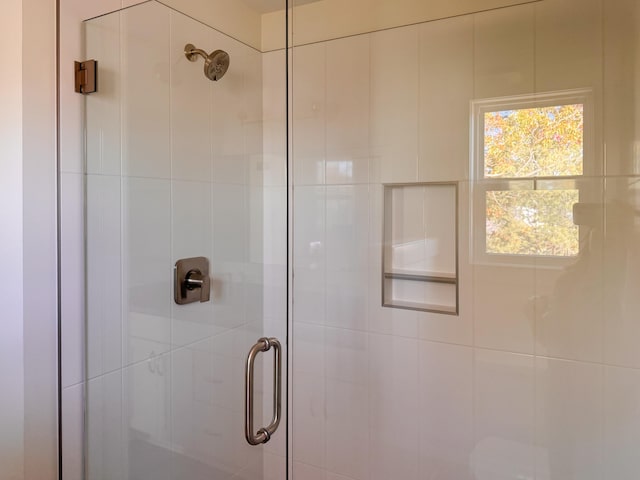 full bath with a shower stall