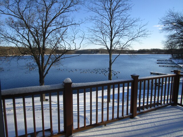 deck with a water view