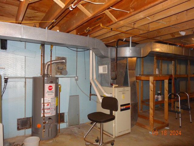 basement with water heater