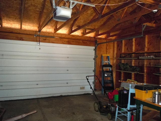 garage with a garage door opener