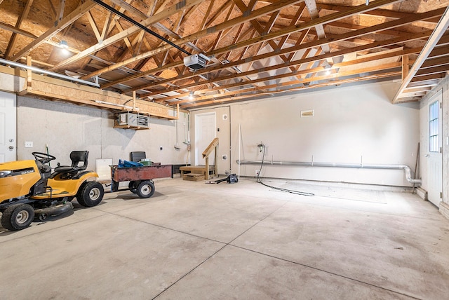 garage with a garage door opener