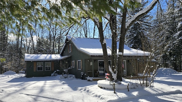 view of snow covered property