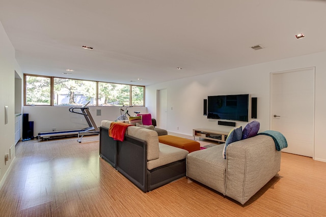 living room featuring light wood-type flooring