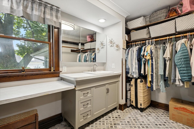 spacious closet featuring sink