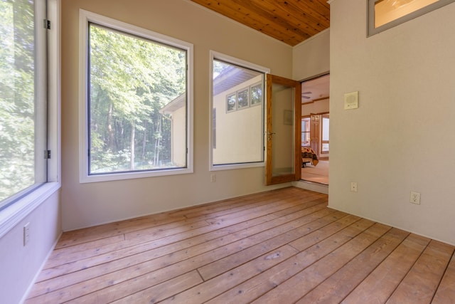 empty room featuring plenty of natural light and light hardwood / wood-style floors