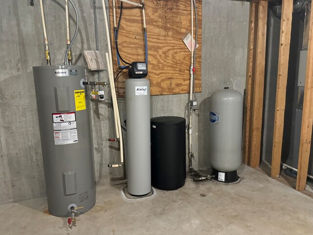 utility room with water heater