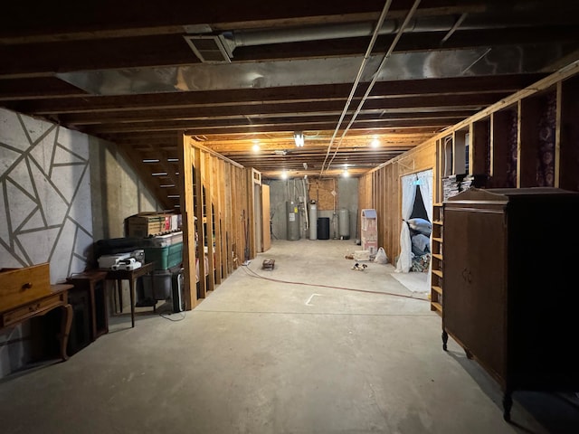 basement featuring water heater