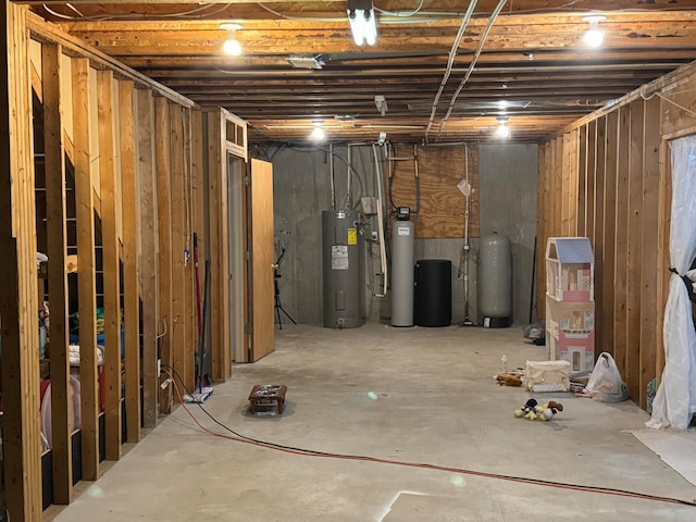 basement with water heater