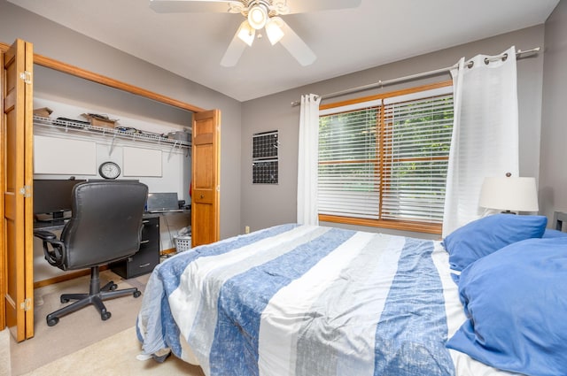 bedroom with carpet and ceiling fan