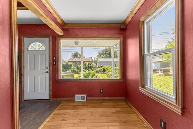 entrance foyer with light hardwood / wood-style flooring