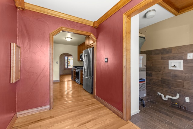 hallway featuring light wood-type flooring