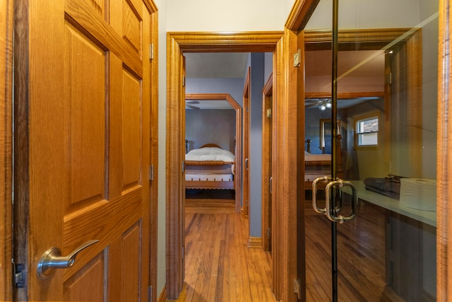 hallway featuring wood-type flooring