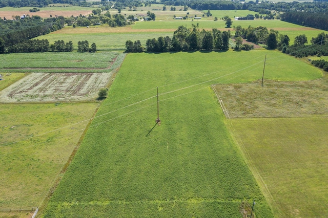 birds eye view of property featuring a rural view