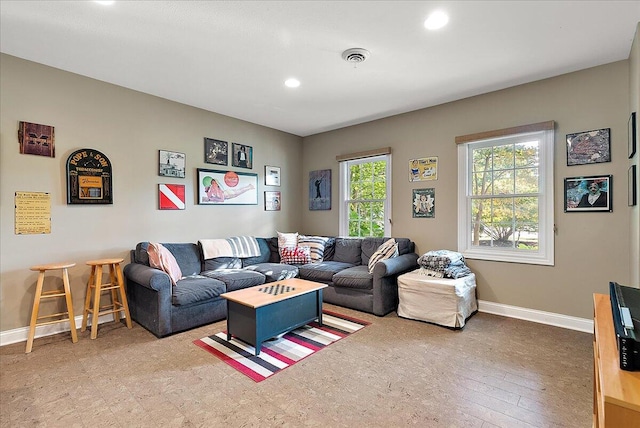 living room with hardwood / wood-style flooring