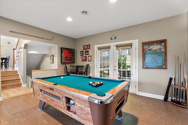 recreation room featuring pool table and hardwood / wood-style flooring