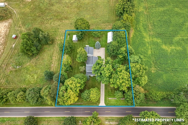 drone / aerial view with a rural view