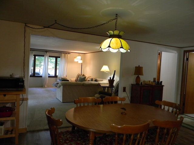 dining area with carpet flooring