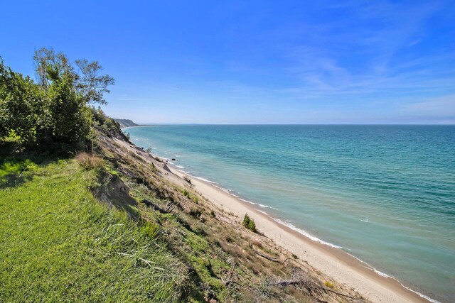 view of water feature featuring a beach view