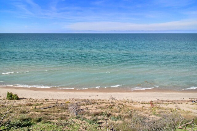 view of water feature featuring a beach view