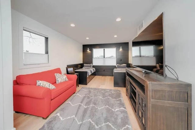 living room with hardwood / wood-style floors