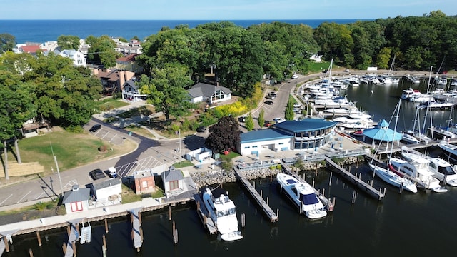 bird's eye view featuring a water view