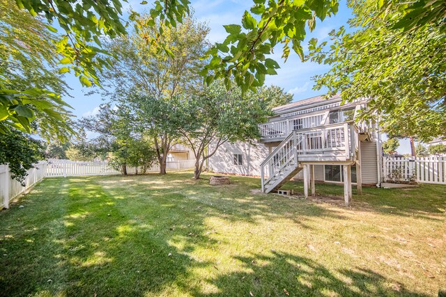 view of yard featuring a deck