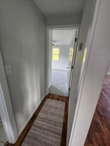 hall featuring dark wood-type flooring