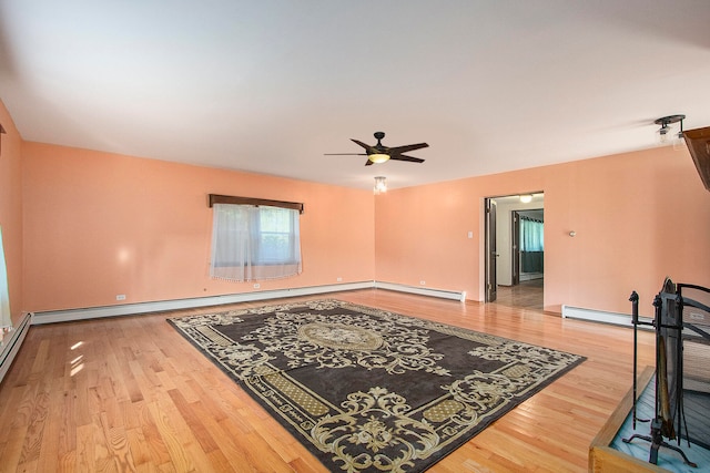 interior space featuring ceiling fan and light hardwood / wood-style floors