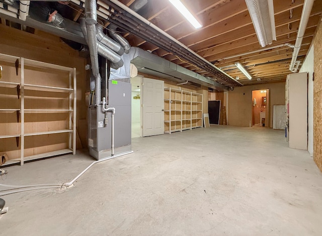 basement with heating unit