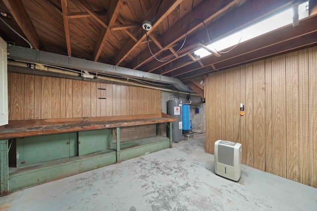 basement featuring water heater