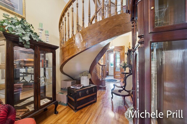 interior space featuring light wood-type flooring and french doors