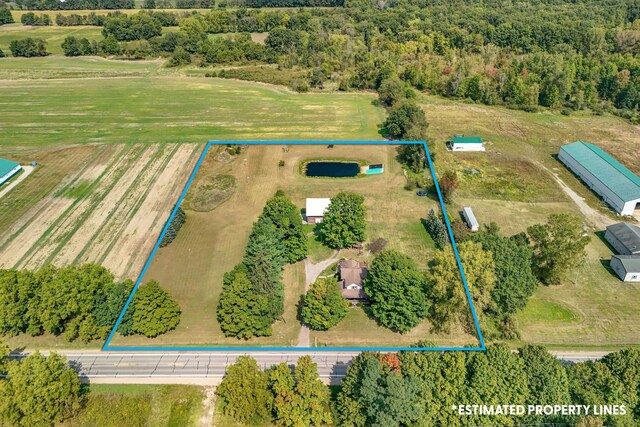 bird's eye view with a rural view