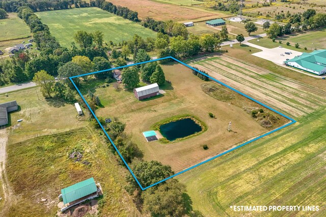 bird's eye view with a rural view