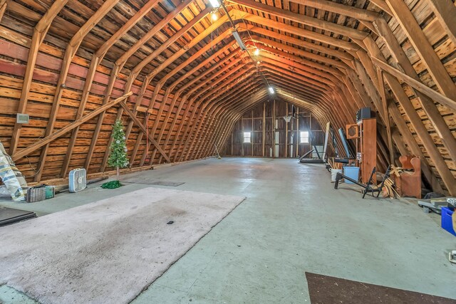 view of unfinished attic